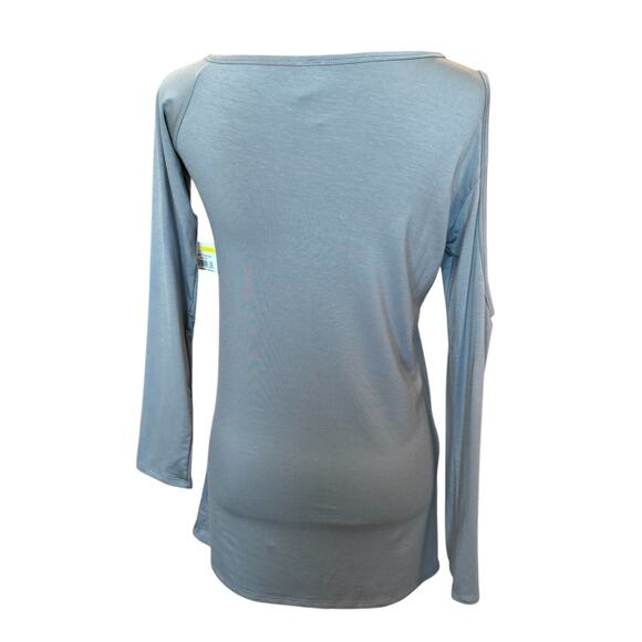 New ~ GO COUTURE ~ Women's Gray Cold Shoulder Sleeve Tunic Blouse Top Size Small - Picture 3 of 6